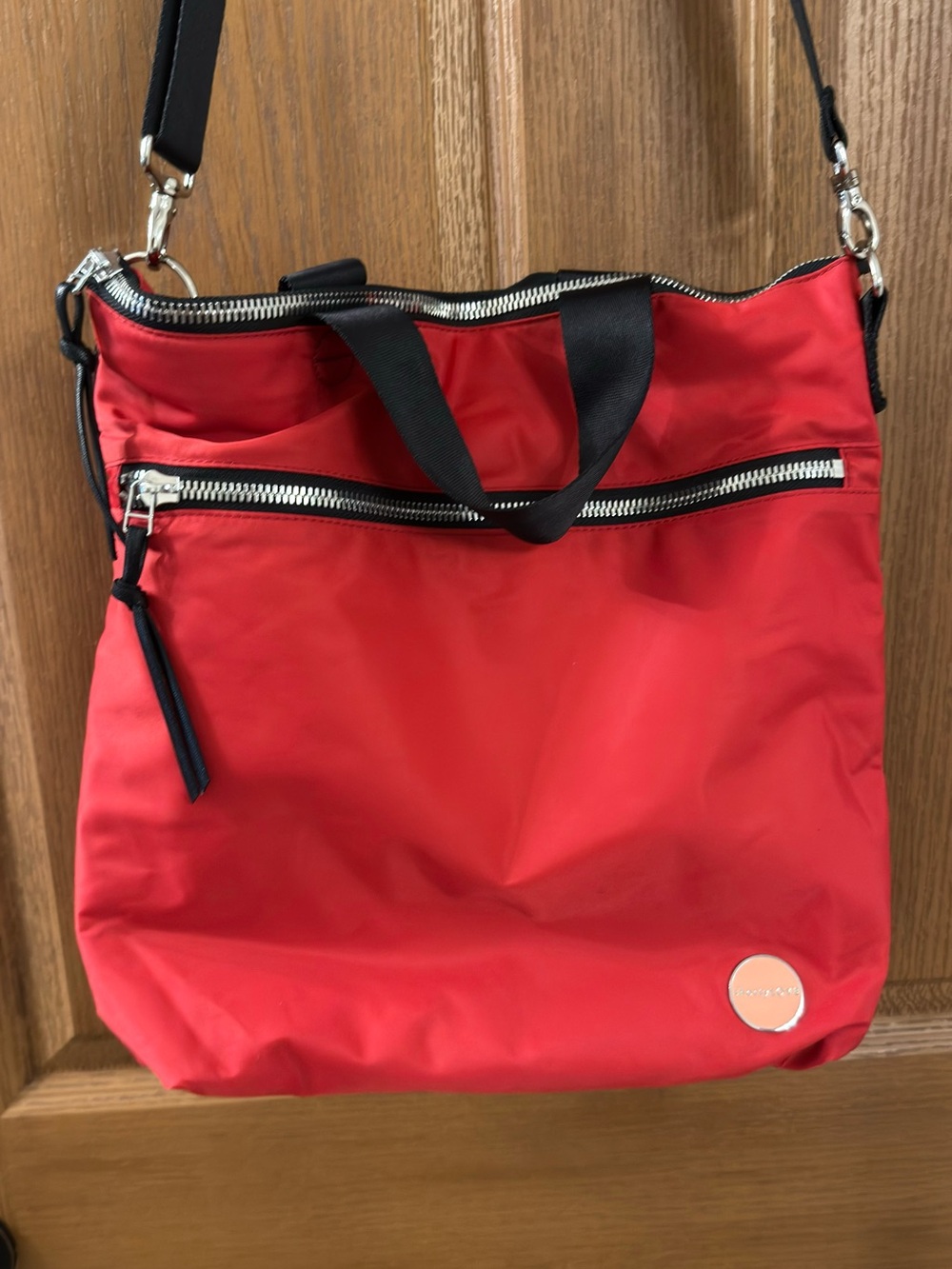 Shorty love Red Nylon Tote Crossbody Bag w padded laptop area